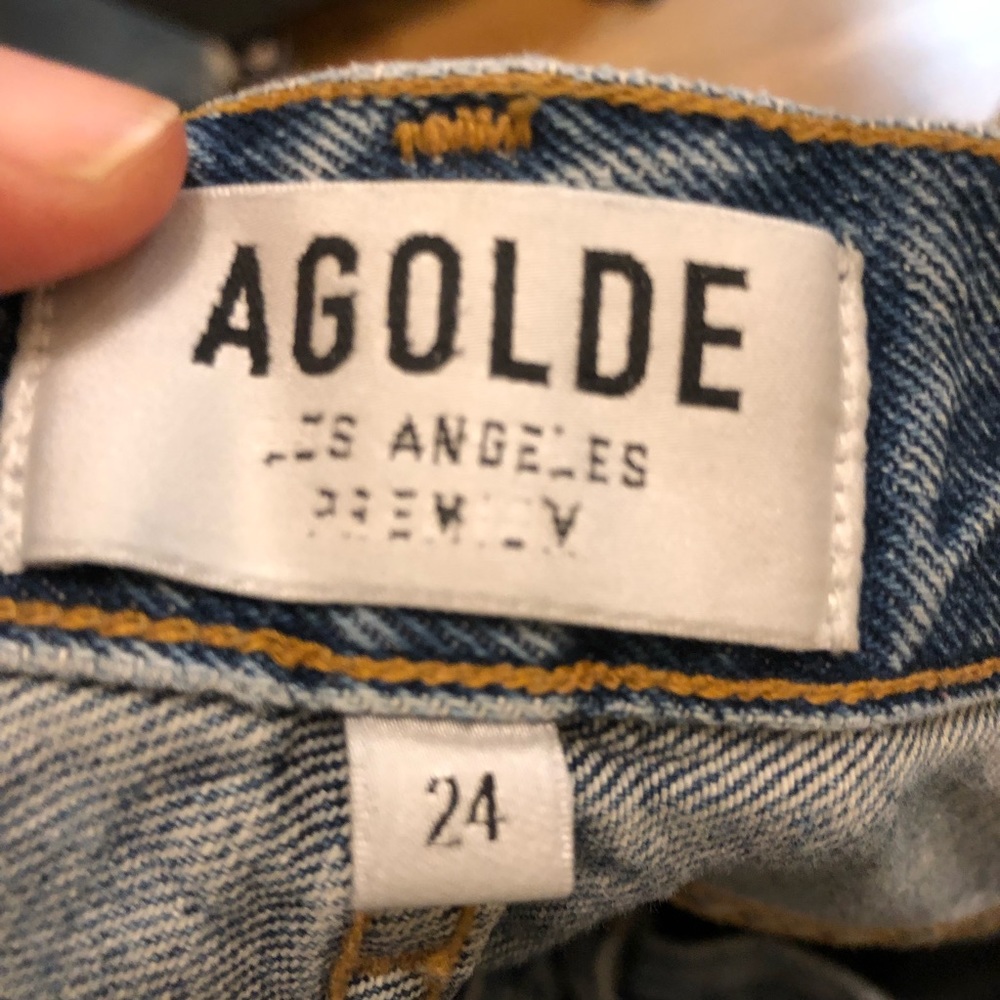 AGOLDE Feel Good High Rise Classic Jean Blue 24 Distressed Button Fly High waist - Picture 15 of 16